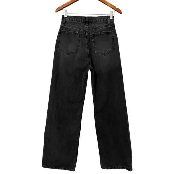 Reformation Wilder High Rise Wide Leg Cropped Jeans US 27 Rigid Black Denim - Picture 6 of 13